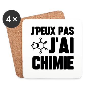 J’peux pas j’ai chimie - Dessous de verre (lot de 4) - blanc - Devant