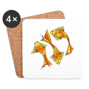 Poissons - Dessous de verre (lot de 4) - blanc - Devant