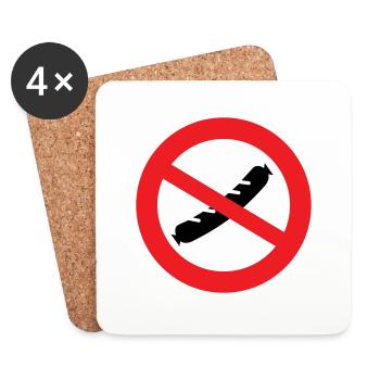 Sausage forbidden - Coasters (set of 4) - white - Front