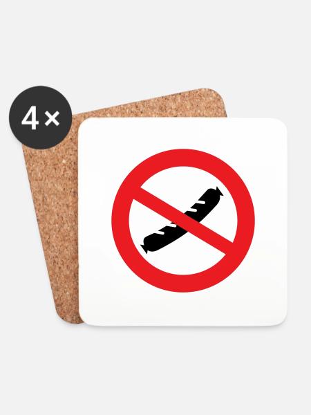 Wurst verboten - Untersetzer (4er-Set) - Weiß