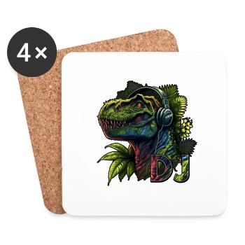 DJ Rex - Tyrannosaurus Disc Jockey - Untersetzer (4er-Set) - Weiß - Vorne