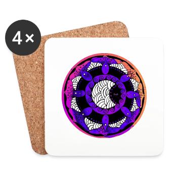 Moon Mandala 5 purple orange pink - Coasters (set of 4) - white - Front