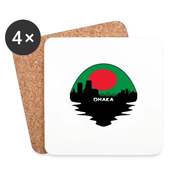 Dhaka Bangladesh Flag Skyline Silhouette Travel - Coasters (set of 4) - white - Front