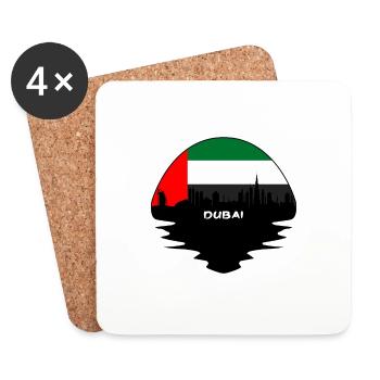 Dubai Uae Flag Skyline Silhouette Travel - Coasters (set of 4) - white - Front