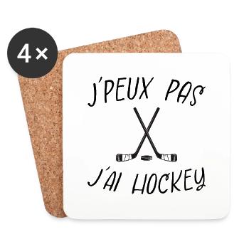 j'peux pas j'ai hockey - Dessous de verre (lot de 4) - blanc - Devant