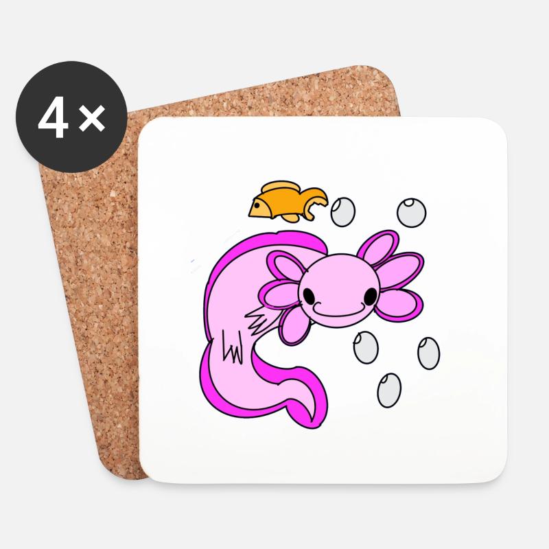 Axolotl - Untersetzer (4er-Set) - Weiß