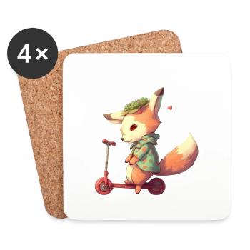 renard trottinette - Dessous de verre (lot de 4) - blanc - Devant