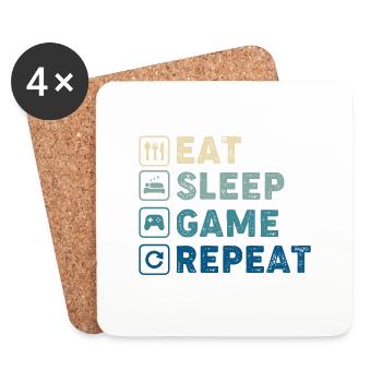 EAT SLEEP GAME REPEAT - Coasters (set of 4) - white - Front