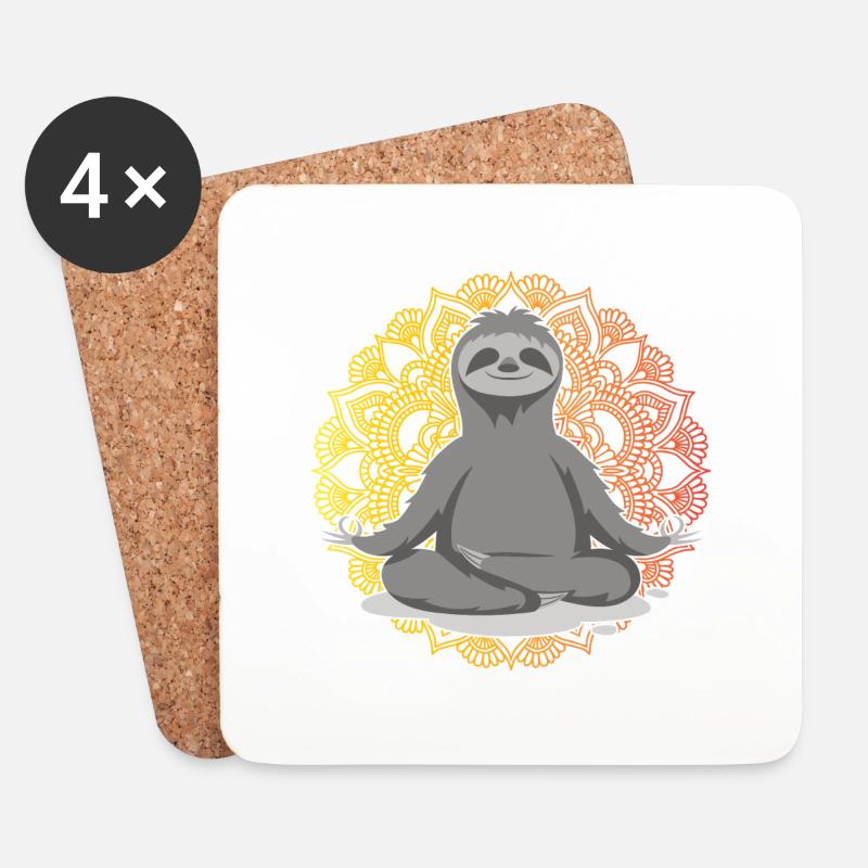 Yoga Faultier - Untersetzer (4er-Set) - Weiß