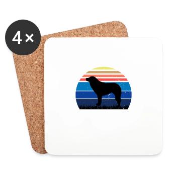 Aidi Dog Silhouette Vintage Sunset for Dog Lovers - Coasters (set of 4) - white - Front