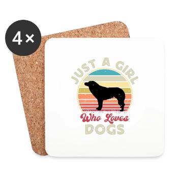 Aidi Dog Silhouette Vintage Sunset for Dog Lovers - Coasters (set of 4) - white - Front