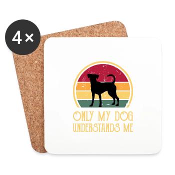 Pinscher Autrichien Dog Love Silhouette Retro Sunset - Dessous de verre (lot de 4) - blanc - Devant
