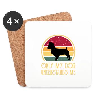 Australian Terrier Hund Silhouette Retro Sonnenuntergang - Untersetzer (4er-Set) - Weiß - Vorne