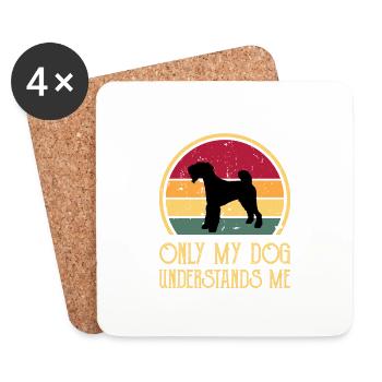 Airedale Terrier Hundeliebhaber Silhouette Retro Sonnenuntergang - Untersetzer (4er-Set) - Weiß - Vorne