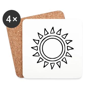 Sun Drawing Nature Sketch black - Coasters (set of 4) - white - Front