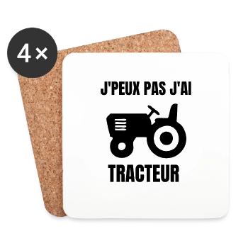 J’peux pas j’ai tracteur - Dessous de verre (lot de 4) - blanc - Devant