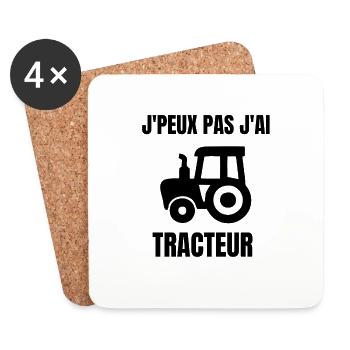 J’peux pas j’ai tracteur - Dessous de verre (lot de 4) - blanc - Devant