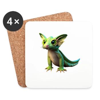 Animaux mignons Enfants Fantaisie de bébé - Dessous de verre (lot de 4) - blanc - Devant