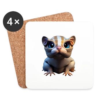 Animaux mignons Enfants Fantaisie de bébé - Dessous de verre (lot de 4) - blanc - Devant