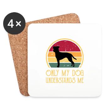 Brazilian Terrier Dog Love Silhouette Retro Sunset - Dessous de verre (lot de 4) - blanc - Devant