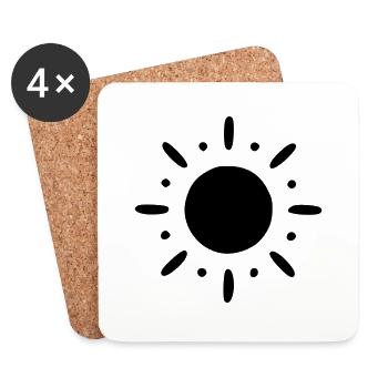 Sonne Zeichnung Natur Skizze schwarz - Untersetzer (4er-Set) - Weiß - Vorne