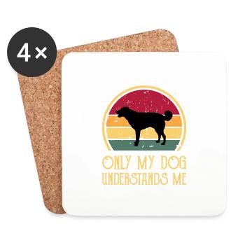 Cursinu Dog Lover Silhouette Vintage Sunset - Coasters (set of 4) - white - Front