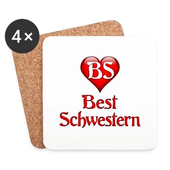 Best Schwestern - Untersetzer (4er-Set) - Weiß - Vorne