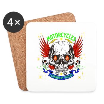 Motorcycles Legendary Riders - Dessous de verre (lot de 4) - blanc - Devant