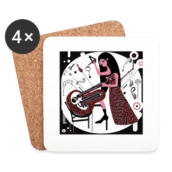 Fille de la musique - Dessous de verre (lot de 4) - blanc - Devant