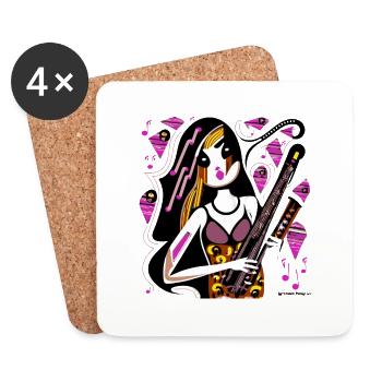 Fille de la musique - Dessous de verre (lot de 4) - blanc - Devant