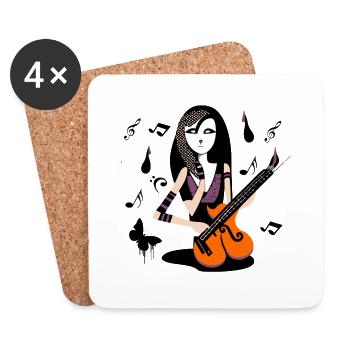 Fille de la musique - Dessous de verre (lot de 4) - blanc - Devant