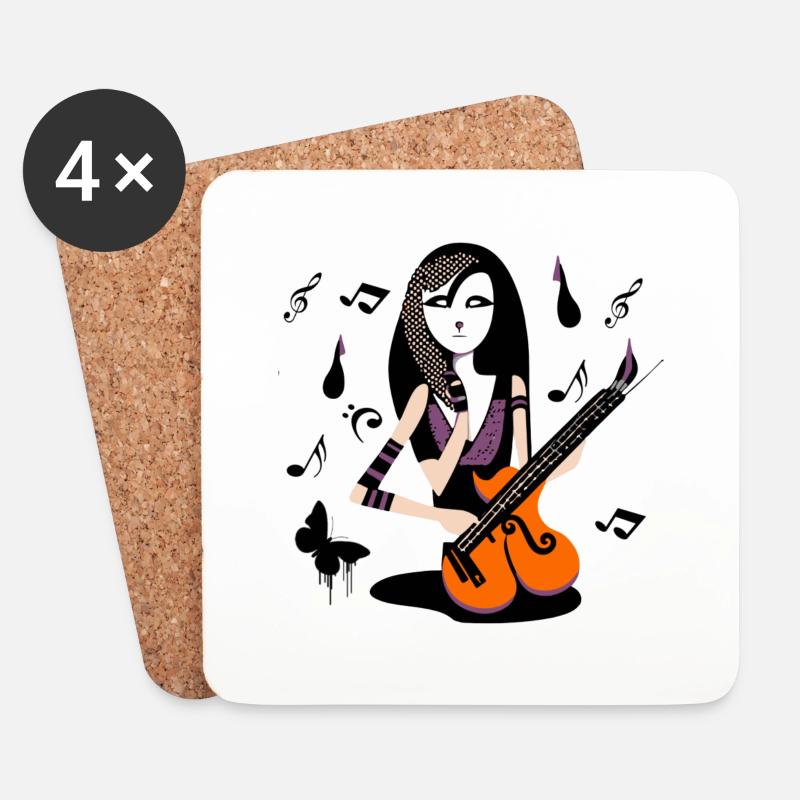 Musik Mädchen - Untersetzer (4er-Set) - Weiß