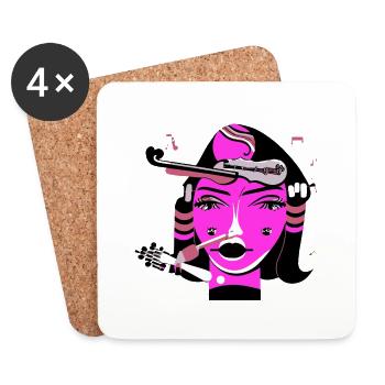 Fille de la musique - Dessous de verre (lot de 4) - blanc - Devant