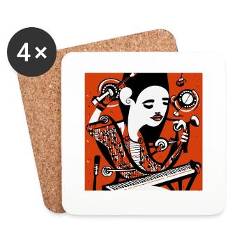 Fille de la musique - Dessous de verre (lot de 4) - blanc - Devant