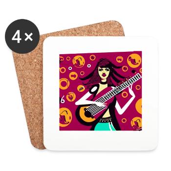 Fille de la musique - Dessous de verre (lot de 4) - blanc - Devant