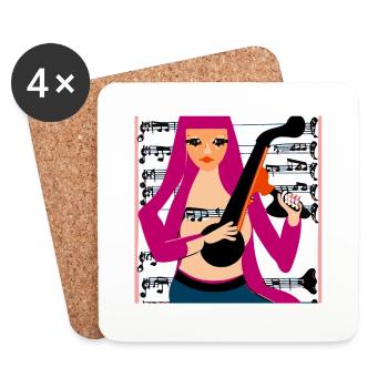 Fille de la musique - Dessous de verre (lot de 4) - blanc - Devant