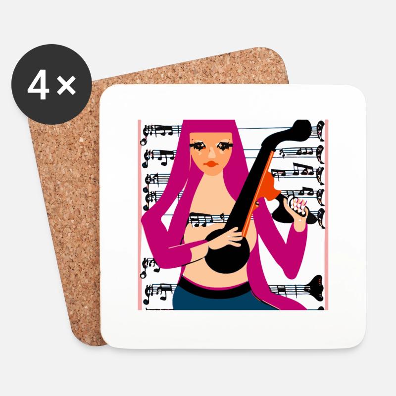 Musik Mädchen - Untersetzer (4er-Set) - Weiß