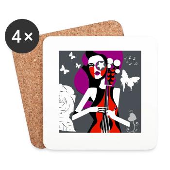 Musik Mädchen - Untersetzer (4er-Set) - Weiß - Vorne