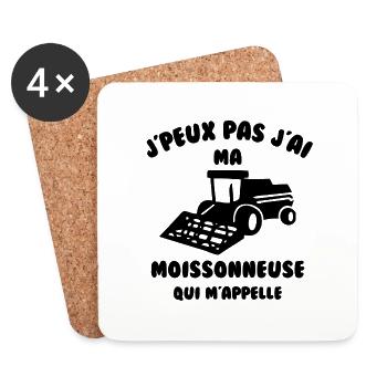 J’peux pas j’ai ma moissonneuse qui m’appelle - Dessous de verre (lot de 4) - blanc - Devant