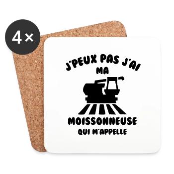 J’peux pas j’ai ma moissonneuse qui m’appelle - Dessous de verre (lot de 4) - blanc - Devant