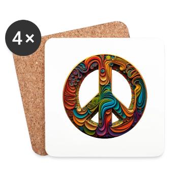 Symbole de la paix - Dessous de verre (lot de 4) - blanc - Devant