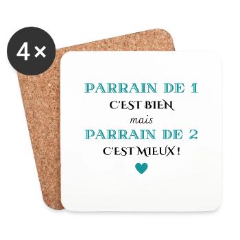 parrain de 1 c'est bien mais de 2 c'est mieux - Dessous de verre (lot de 4) - blanc - Devant