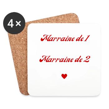 marraine de 1 c'est bien mais de 2 c'est mieux - Dessous de verre (lot de 4) - blanc - Devant