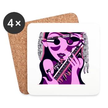 Fille de la musique - Dessous de verre (lot de 4) - blanc - Devant