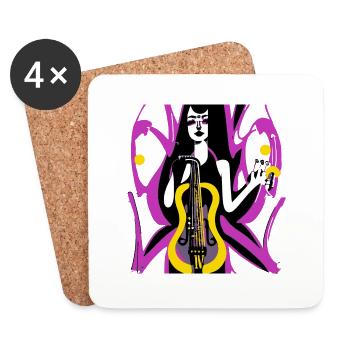 Fille de la musique - Dessous de verre (lot de 4) - blanc - Devant