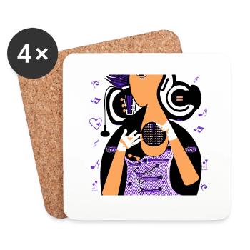 Fille de la musique - Dessous de verre (lot de 4) - blanc - Devant