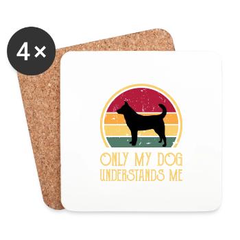 Jindo Dog Silhouette Vintage Sunset for Dog Lovers - Coasters (set of 4) - white - Front