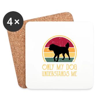 Himalayan Sheepdog Dog Silhouette Retro Sunset - Coasters (set of 4) - white - Front
