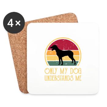 Grec Harehound Dog Love Silhouette Vintage Sunset - Dessous de verre (lot de 4) - blanc - Devant