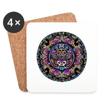 Mandala von Leben und Tod - Untersetzer (4er-Set) - Weiß - Vorne